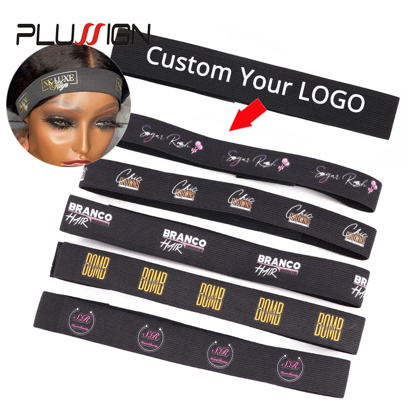 100Pcs/Lot Customized Logo Adjustable Elastic Band For Edges Wig Headband Edge Hair Band With