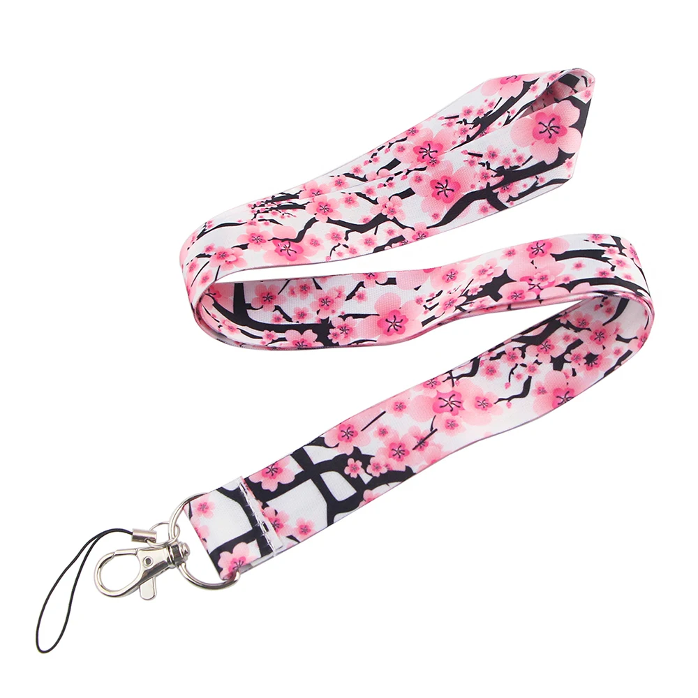 CB123 Cherry Blossoms Fashion Cute Lanyards for Key Neck Strap for Card Badge Gym Keychain Lanyard