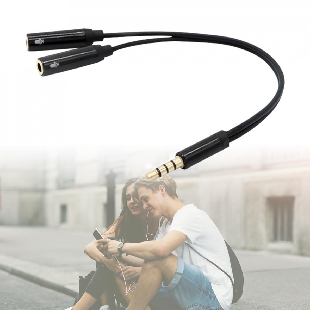 Mic Audio Splitter Microphone Extension Cable 3.5mm Male to 2 Female Headset Headphone Splitter for Phone Laptop PC AUX Cable