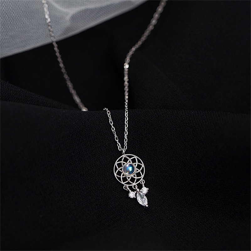 New Trendy 925 Sterling Silver Necklaces For Women Temperament Sweet Dreamcatcher Pendant Torque Clavicle Chain Lady Cute Gifts