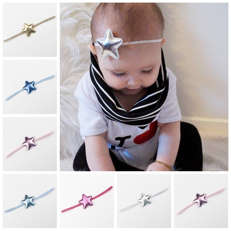5pcs/lot Fashion Newborn Infant Elastic Headband Handmade Star Shape Hairband Baby Girl Headwear Accessories Clothing Decoration