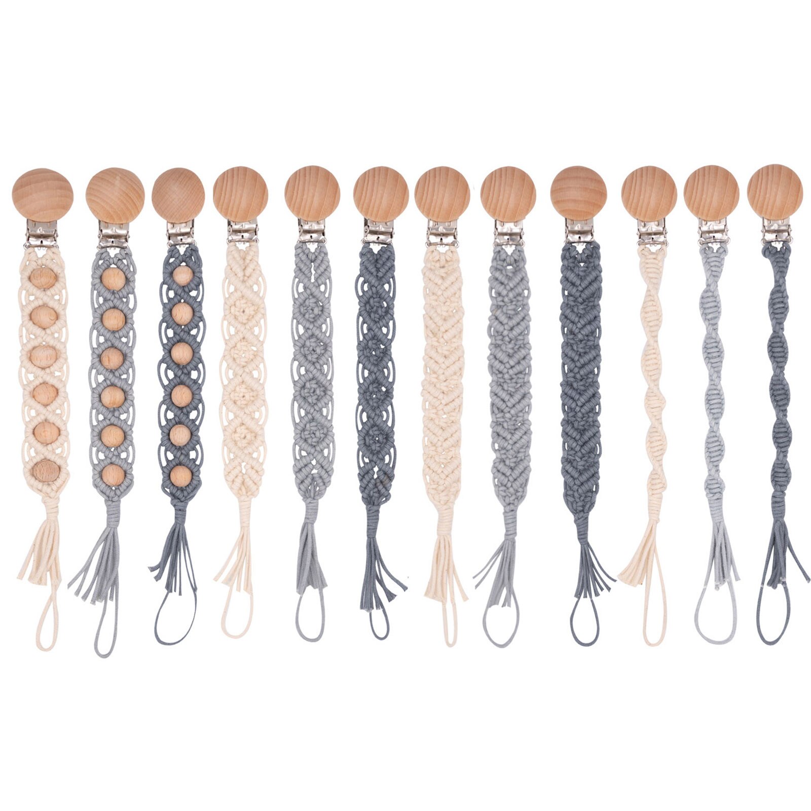Vintage Simple Crochet Pacifier Clip Baby Girls Boys Cotton Tassel Pacifier Chain Newborn Teething Soother Chew Dummy Clips