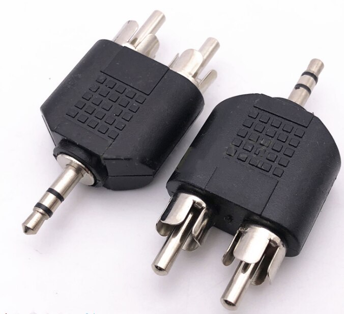 3.5mm Male jack To 2 RCA Male Stereo Audio Adapter Convertor Sound Voice Jack Socket Silver