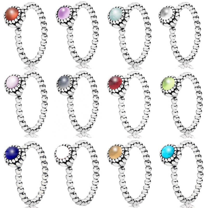 Authentic 925 Sterling Silver Ring Birthday Blooms Stackable Ring With Crystal For Women Wedding Party Gift Europe Jewelry