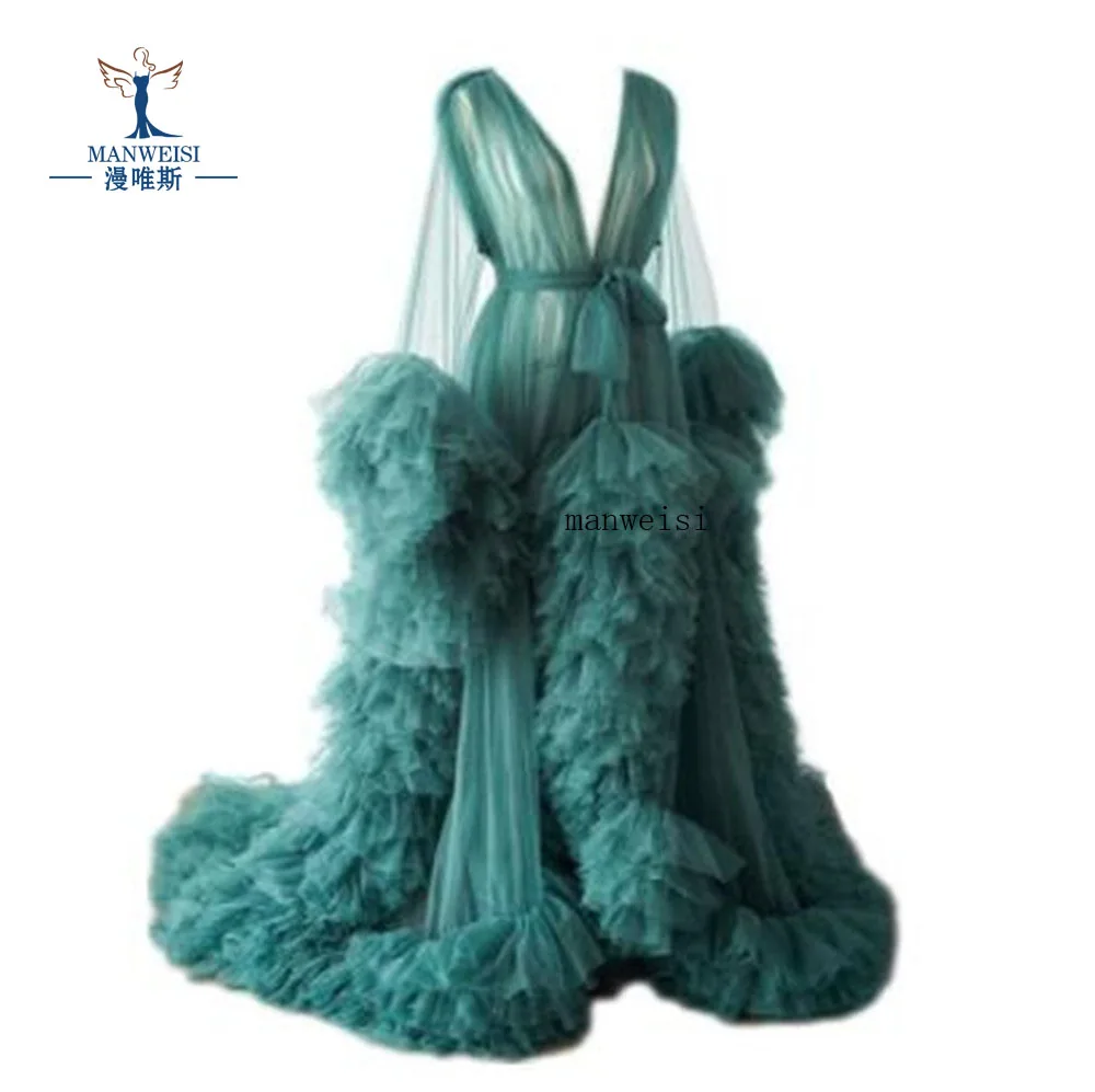 Real Images Maternity Robes Wedding Shawl Pregnant Women Sexy Tulle Bathrobe Dresses Photo Shoot