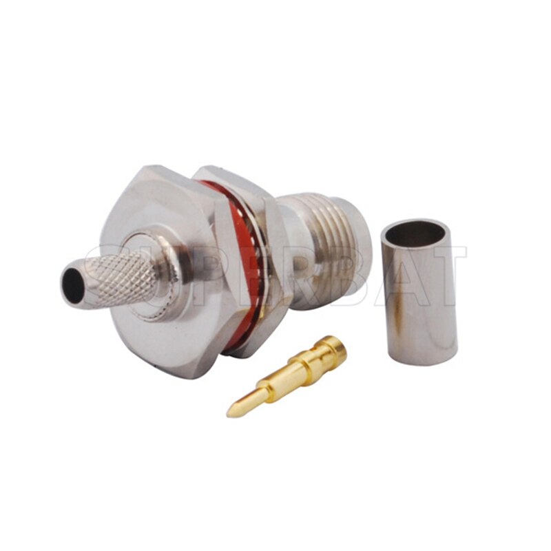 Superbat RP-TNC Crimp Female(Male Pin) Bulkhead O-ring RF Coaxial Connector for Cable RG58 RG142,LMR195