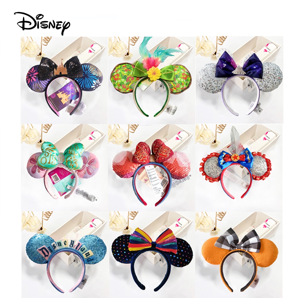 2023 Disney Mickey Minnie Ear Headband Cosplay Plush Adult Kids Headband Space Mountain headband Big Sequin Bow EARS Headband