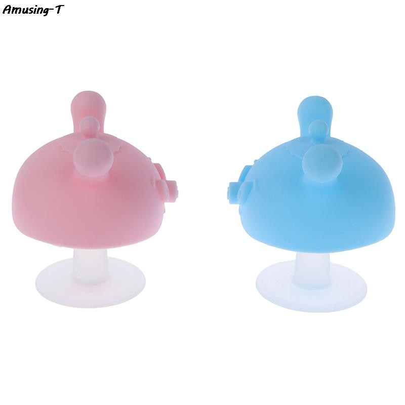 Baby Silicone Teethers Newborn Cartoon Multifunction Chewable Teethers Infant Nursing Appease Nipple Small Mushroom Teething Toy