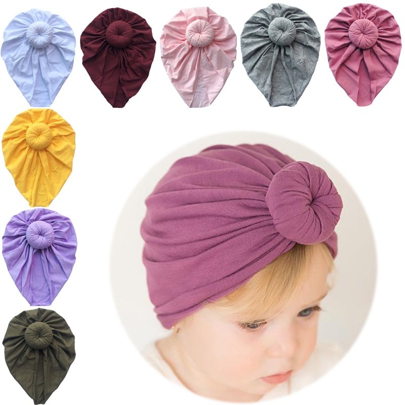Baby Hat Turban Donut Baby Headband Hat Soft Cotton Infant Bonnet Cap Baby Accessories Newborn Headwrap Kids Headwear