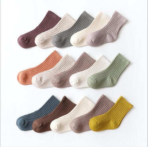 0-8Y 5Pairs 2021 spring and autumn new children's socks boys and girls socks double needle tube baby newborn socks