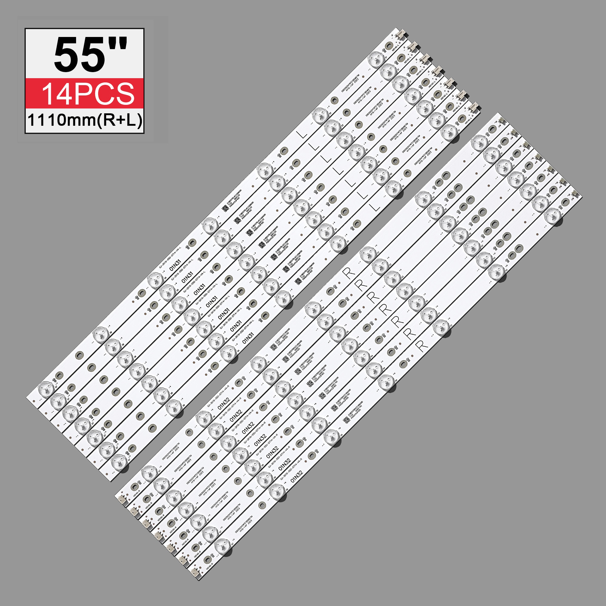 LED backlight strip 14 lamp for Philips 55"TV 55PFF5701 LB55072 55PUS6501/12 TPT550U2 EQLSHA.G GJ-2K16-550-D714-V4-L R TPT5