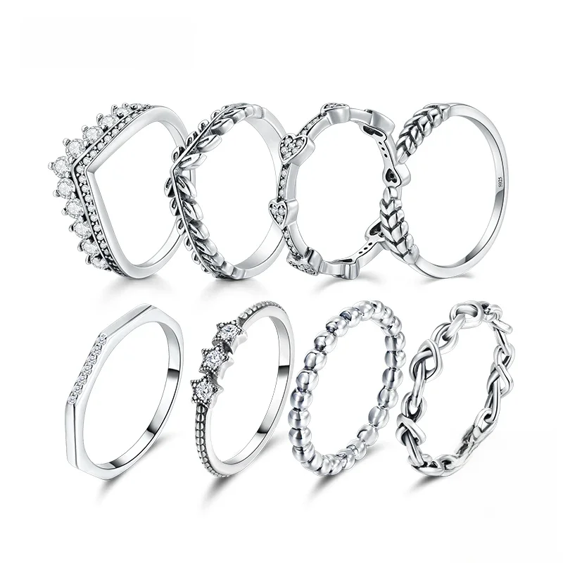 Modian Silver Gold Rose Shining Rings for Women Fashion 100% 925 Sterling Silver Stackable Finger