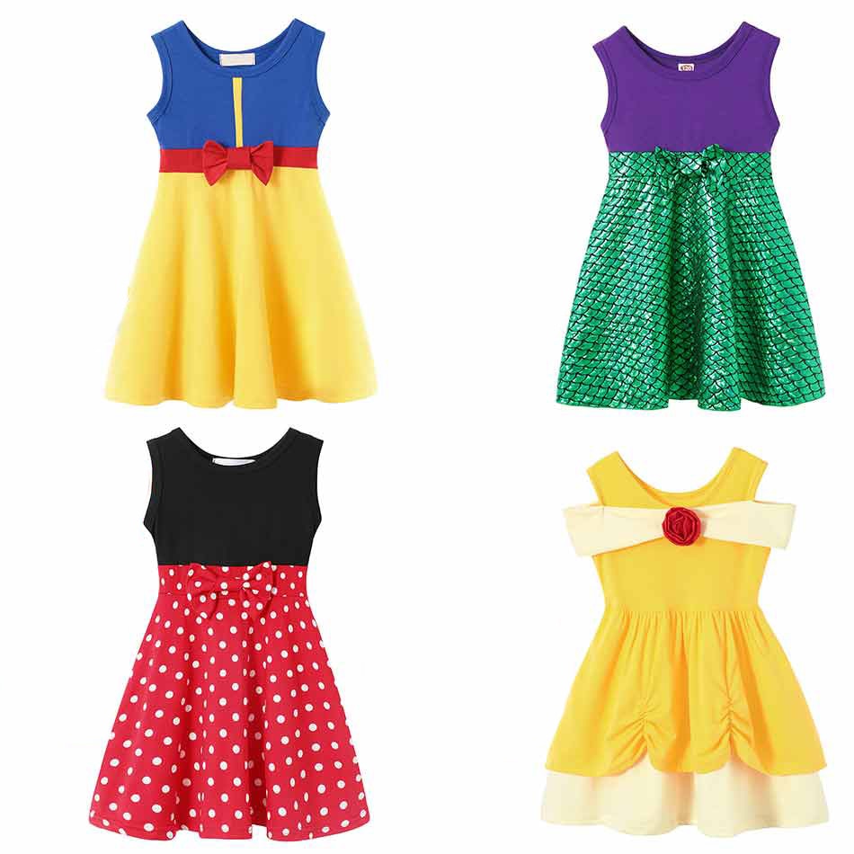 Dressy Princesses Collection Dress for Girls Elsa&Anna Party Wear Summer Soft Cotton Clothing Summer A Line Frocks Kids Outf