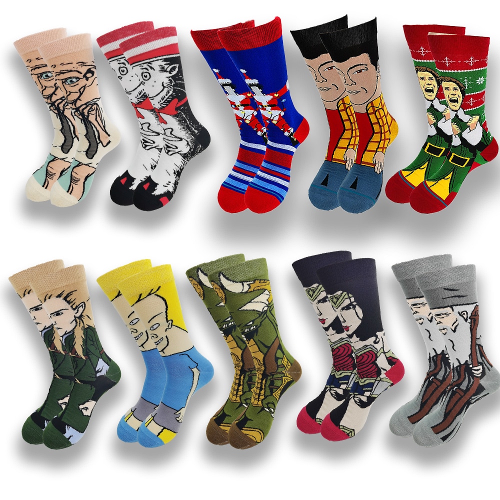 A Pair of Men's and Women's Socks Creative Cartoon Anime Funny keep Warm in Winter Socks Movies Comfortable Happy Skat
