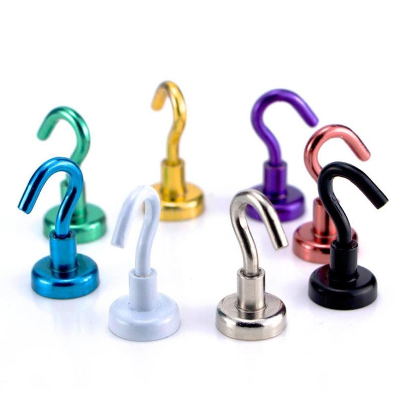 1pc Steel Magnetic Hooks Powerful Hook Magnet Holder Suction Wall Hook Holder Support Hardware Magnetic Tool 10kg