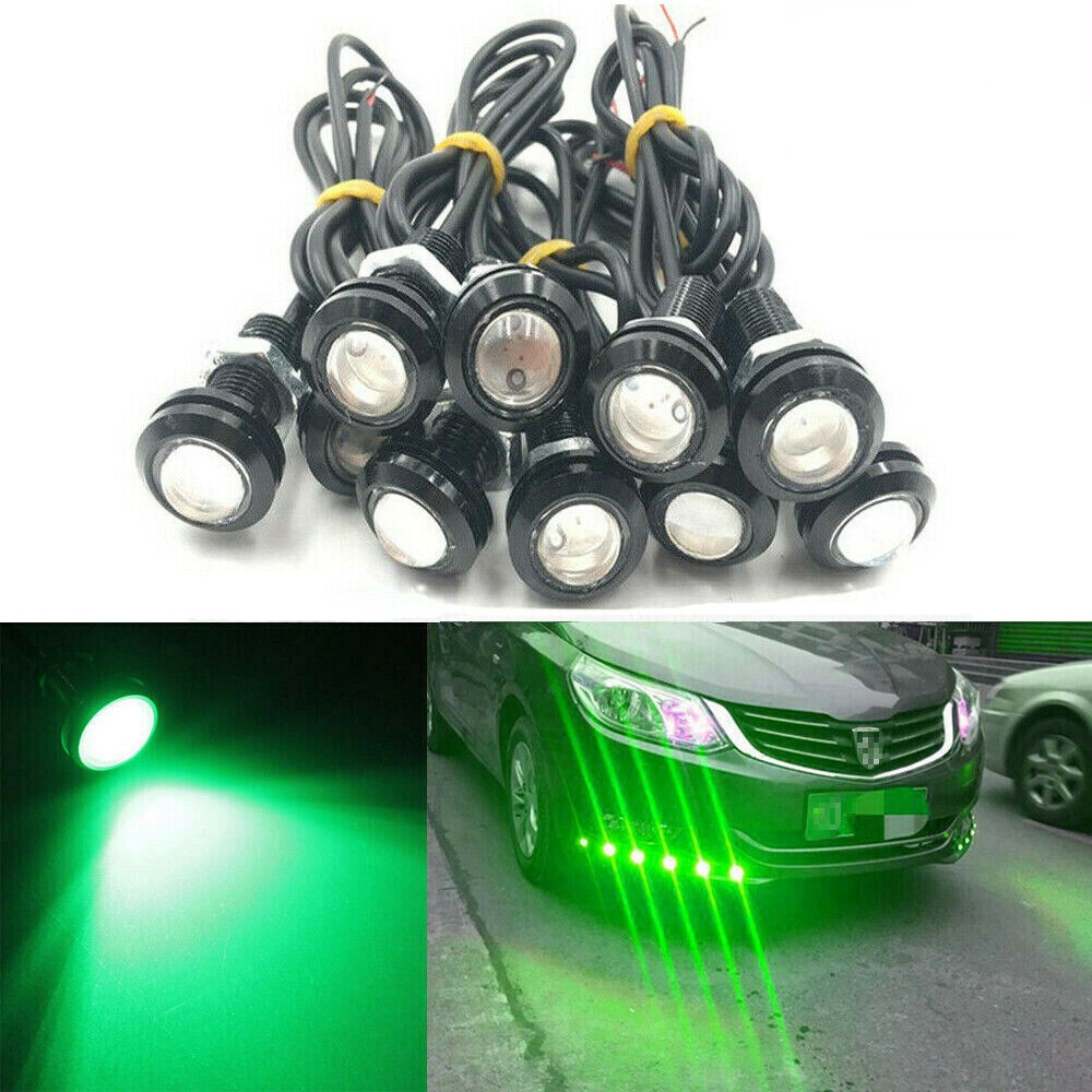 10pcs 9W LED Green Eagle Eye Car Lights LED DRL Tail Reverse Backup Parking Signal Bulbs