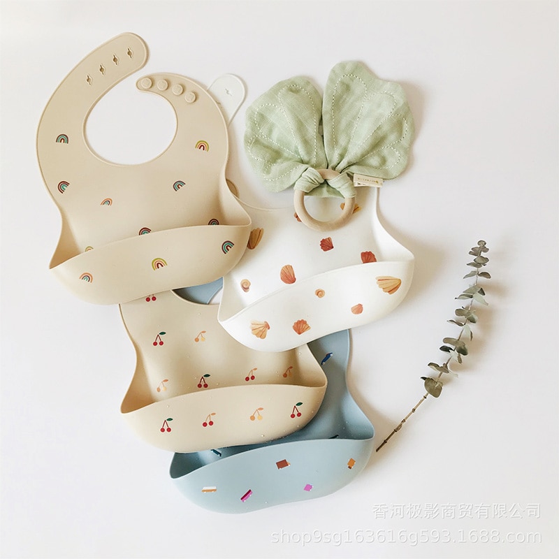 MILANCEL Baby Bibs FLoral Slicon Bibs Waterproof Bibs For Kids Newborn Baby Feeding