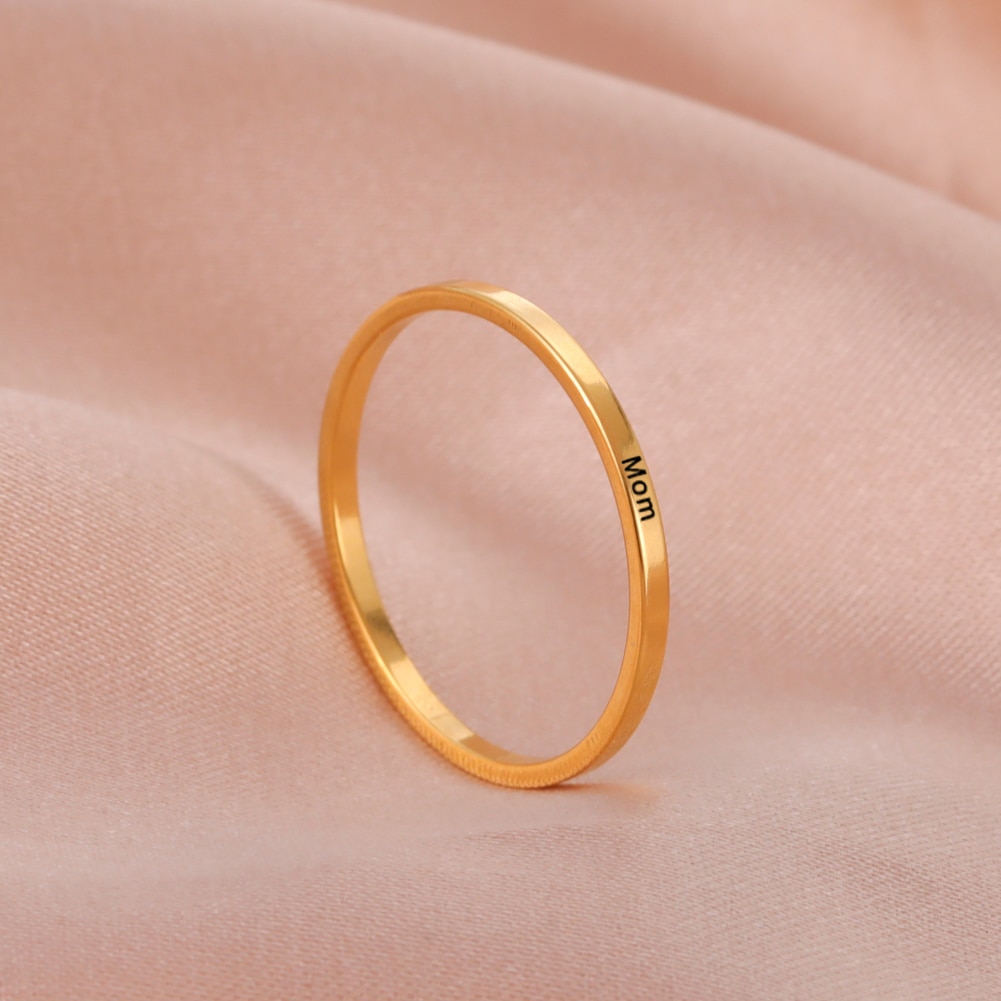 Skyrim Fashion Engraved Personalized Name Rings Stainless Steel Gold Color Custom Ring Anniversary Jewelry Gift for Lover Mom