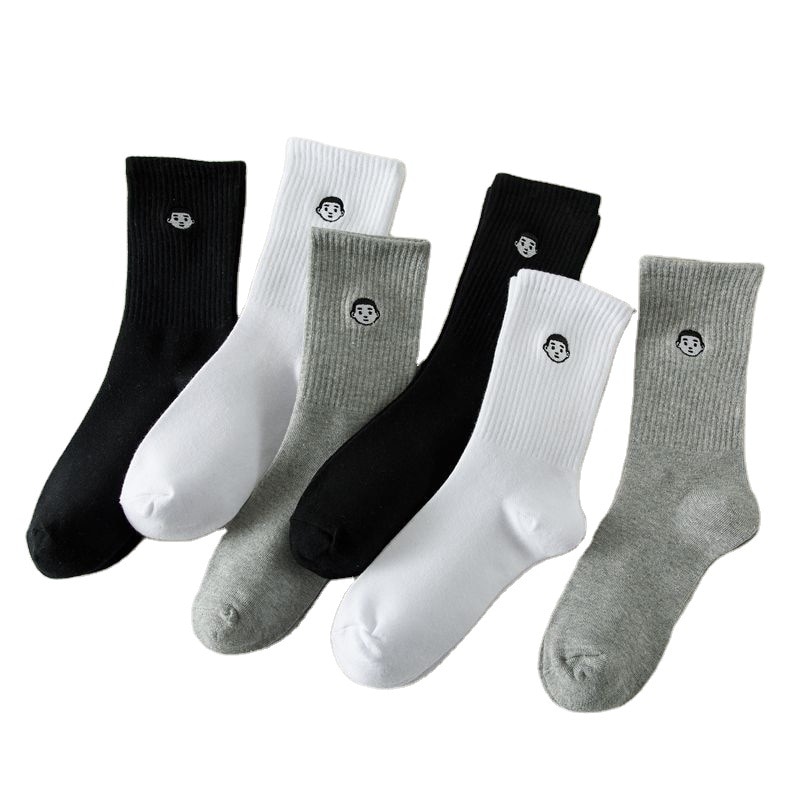 2021 New Series Of Korean Men's And Women's Cotton Sports Socks Simple Black White Gray And Cute Kawaii Spring And Sum