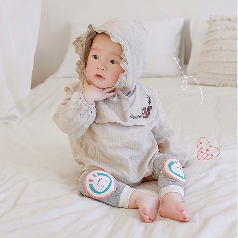 Baby non-slip leggings cover summer vertical thin section knee pads baby crawling protector 100% cotton breathable knee pads