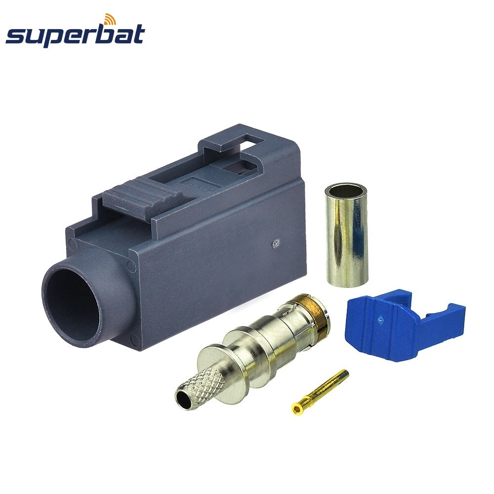 Superbat 10pcs Fakra Connector Crimp Male Apply to Radio without Phantom Supply Long Version for Cable RG316 RG174 LMR100