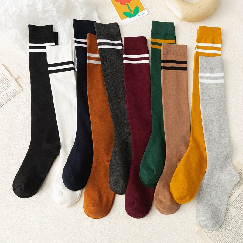 1 Pairs Funny Stockings Sock New Fashion Women's Socks Female College Style Stripes Cotton Kawaii Cute Japanese Style Long 