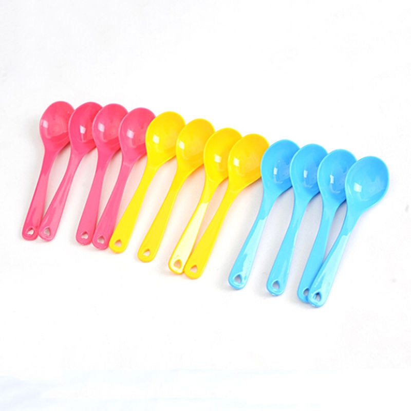Safe Plastic Baby Training Eating Spoon Set Food For Kids Hot Sale Baby Toddler Feeding Spoons 12 Pcs/Set
