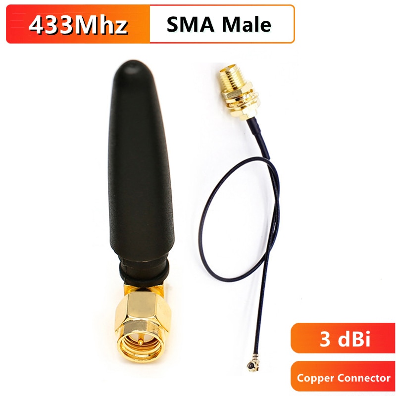 433MHz Antenna + IPEX IPX ufl. Pigtail Cable 1.13 Lora Lorawan 3dbi GSM Antennas 433 MHz Directional Antenne SMA Male Connector