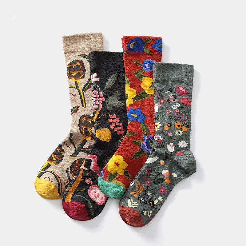 Chic Jacquard Breathable Combed Cotton Socks Women Men Cartoon Graffiti Tide Sock Streetwear Casual Skateboard Socks