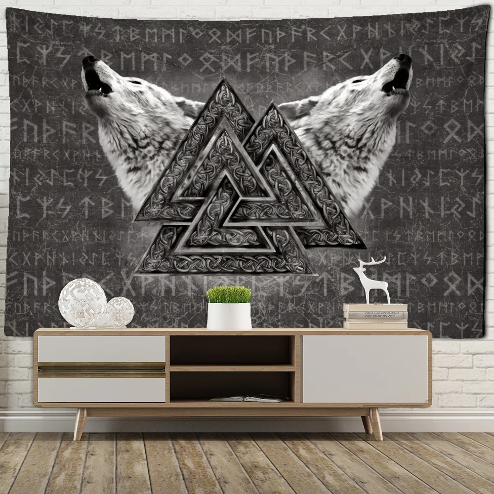 Viking Rune Art Tapestry Wall Hanging Magic Beach Mat Bohemian Hippie TAPIZ Dormitory Living Room