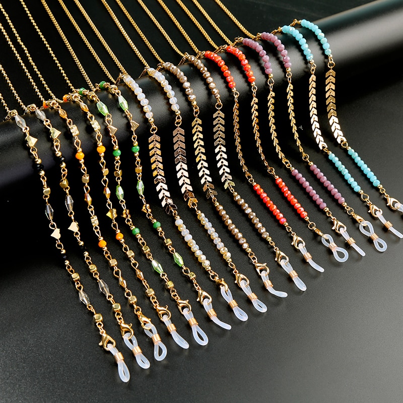 kissme Unique Candy Color Matte Acrylic Link Chains For Mask Sunglasses Chains Multicolor Beads Metal Fashion Women Accessories