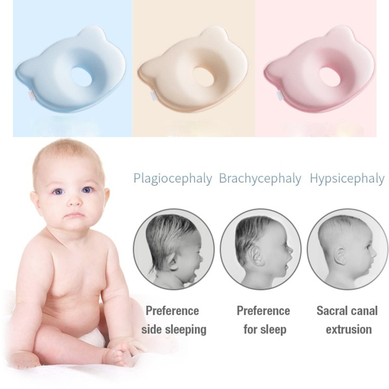 Infant Anti Roll Toddler Pillow Sleep Positioner Cushion Flat Newborn Head Neck Protect Slow Rebound Foam Memory Pillow Bedding