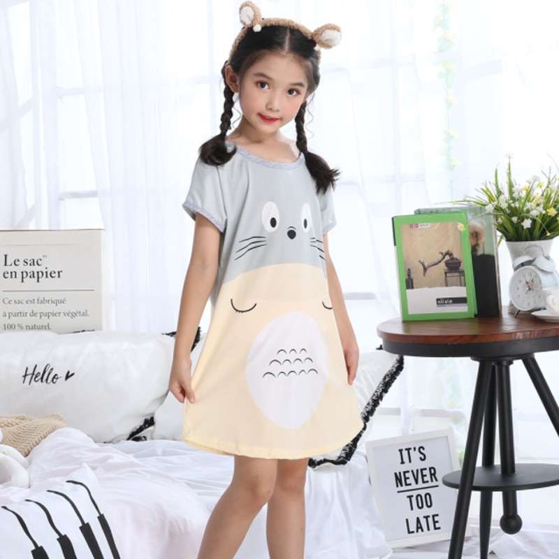 Summer Girl Nightgown Cartoon Nightdress Girl Sleepwear Night Dress 3-10years Baby Nightdress Children Clothes