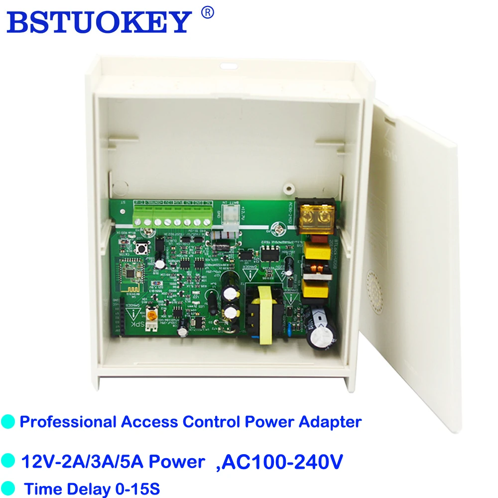 Access Control Power Adapter DC 12V 5A Door System Switch AC 100~240V Time Delay Electric Gate Lock