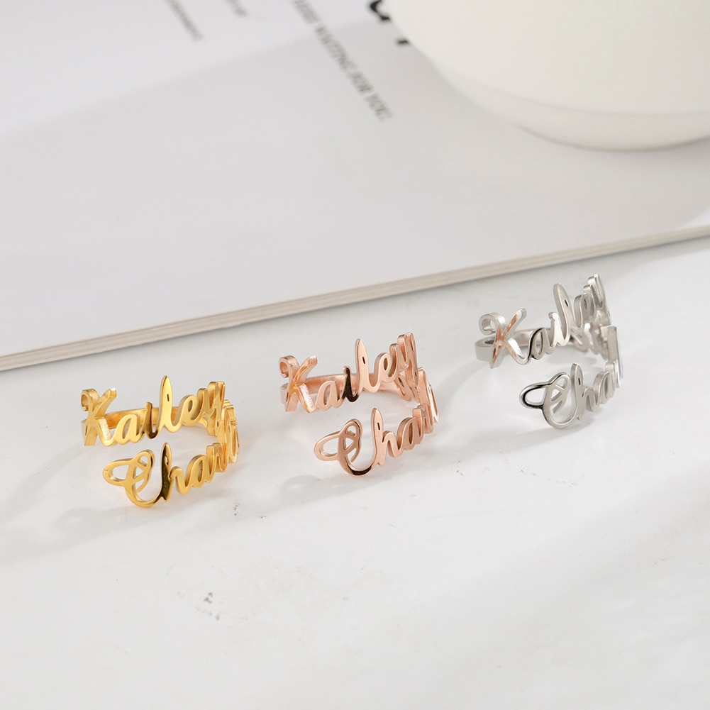 Cazador Stackable Multiple Name Custom Ring for Women Stainless Steel Personalized Rings for Couple Mother's Day Jewelry Gi