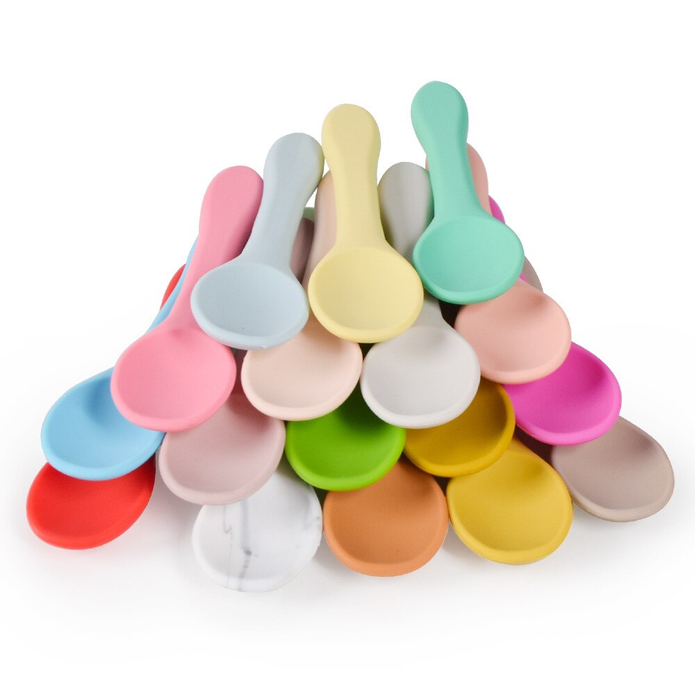 2pcs Silicone baby spoon and fork food grade baby soft silicone spoon small baby feeding BPA Free Silicone Tableware