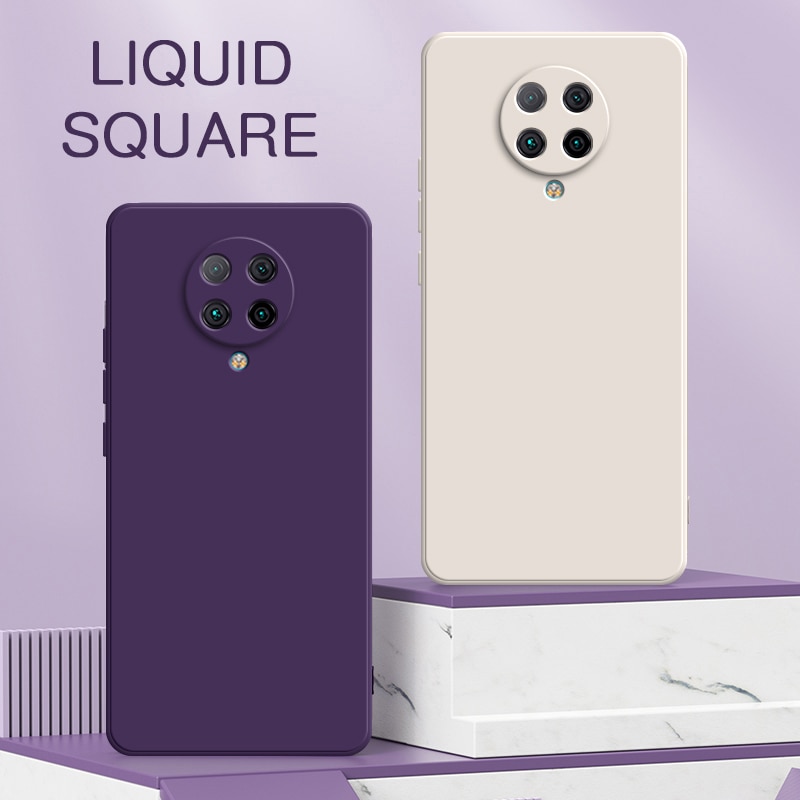 Original Square Liquid Silicone Case for Xiaomi POCO F2 Pro Camera Lens Protective Soft Phone Back Cover F2Pro Shockproof Armor
