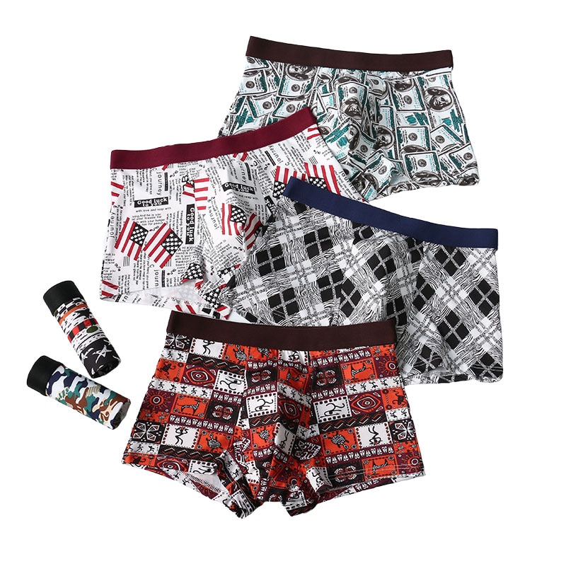 1 Pcs Men's Undies Panties Underwear Modal Breathable Boxers Bottoms Loose Antibacterial Character Shorts Underpants XL XXL