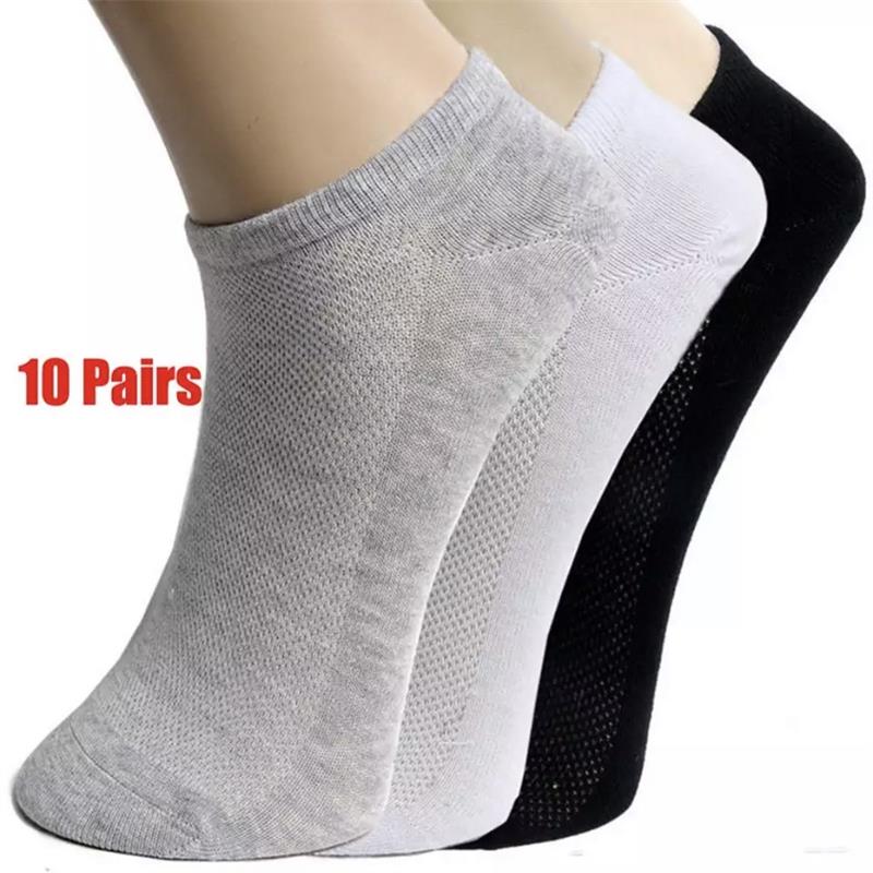 10pairsMen's Socks Solid Mesh Invisible Ankle Socks Solid Color Shallow Mouth Socks Men's Summer Breathable Thin Male 