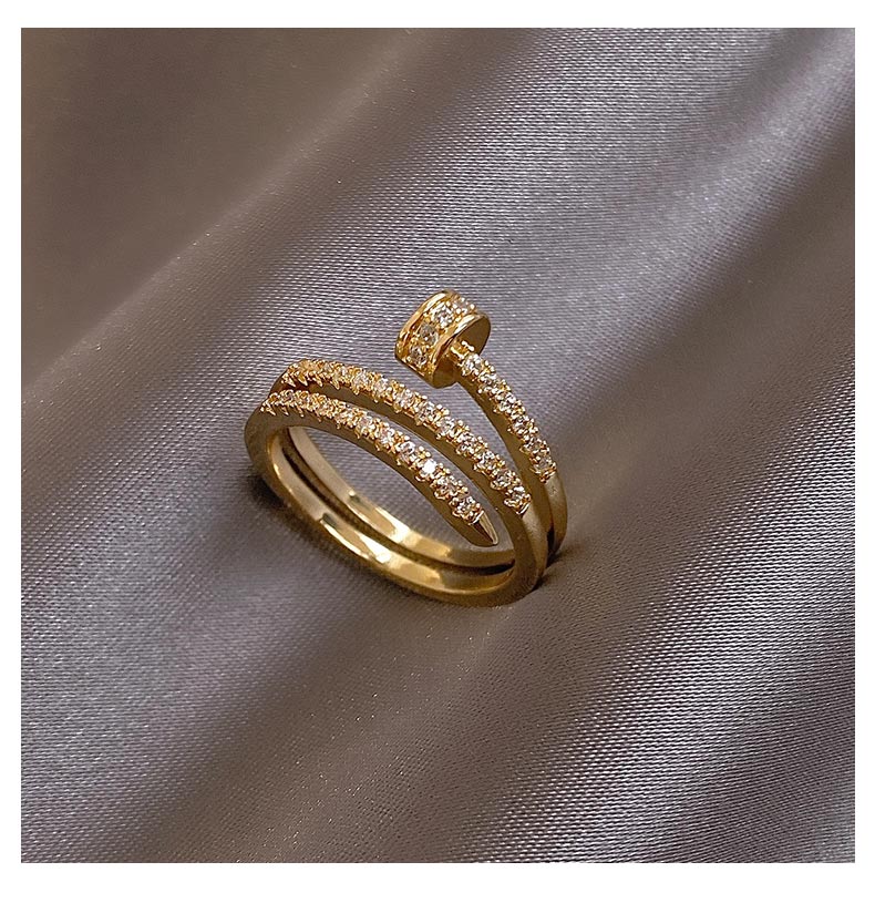 Korea New Fashion Jewelry Exquisite 14K Real Gold Plated AAA Zircon Ring Elegant Women's Opening Adjustable Wedding Gift