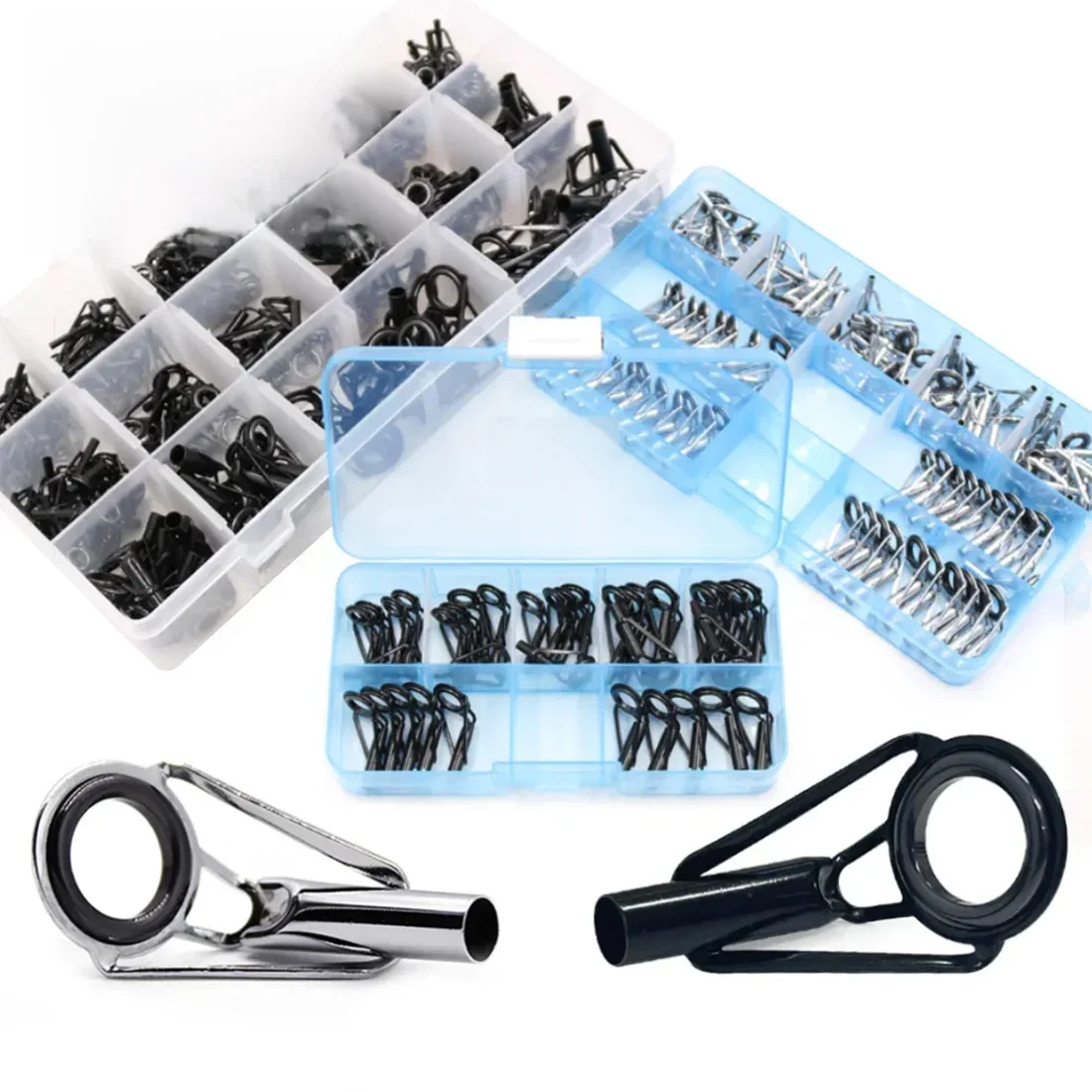 Fishing Rod Guide Tip Repair Kit Set 24~230Pcs Rod Building Guide Stainless Steel Ceramic Ring