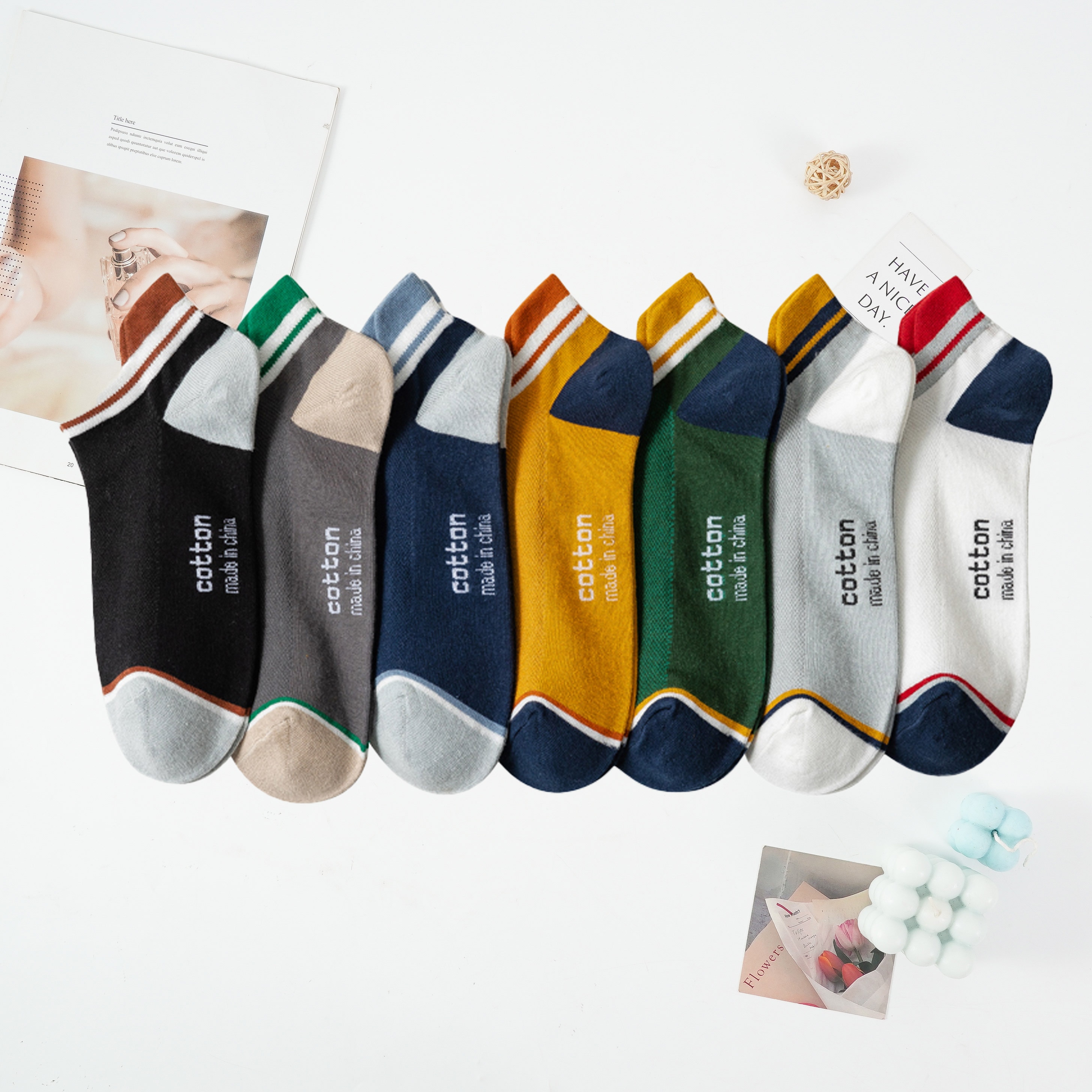 4 Pairs High Quality Men Ankle Socks Breathable Cotton Low Short Casual Stripe Anti-wear Fashion Four Seasons Street Plus Size