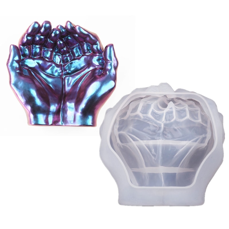 Double Hands Ashtray Crystal Epoxy Resin Mold DIY Dish Casting Silicone Mould