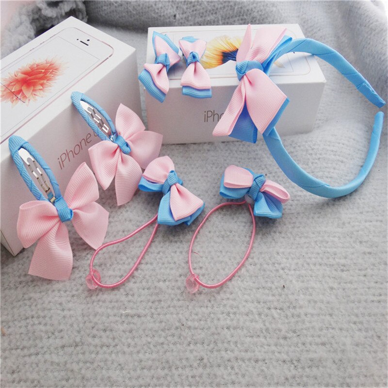 7Pcs/set Kid Girl Infant Baby Headband Bow Flower Hair Band Accessories Headwear Elastic Hair Bands Hair Clips Kids
