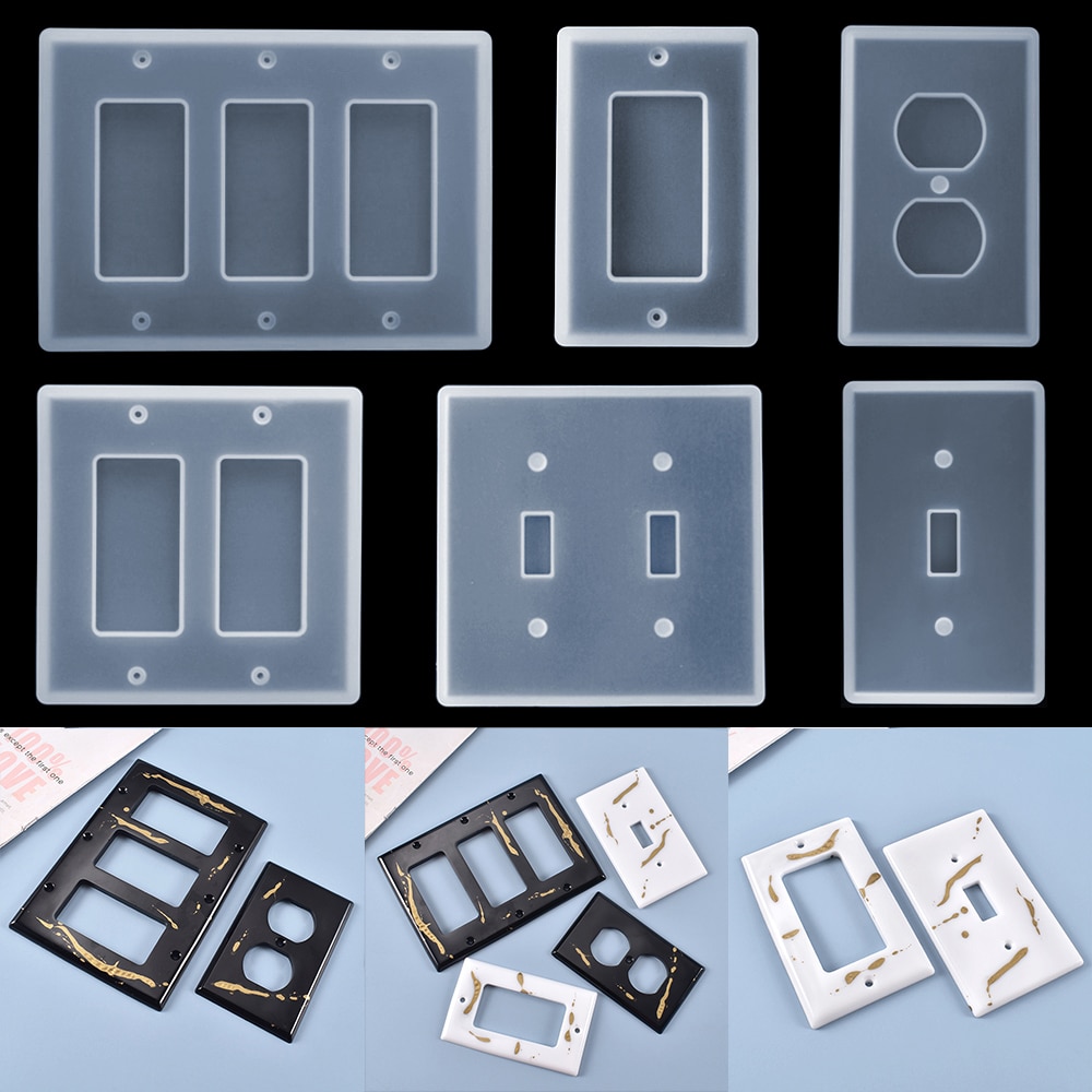 1pcs Light Switch Cover USB Socket Panel Silicone Casting Mold Transparent Epoxy Resin Mold For DIY Home Decor Craft Making Tool