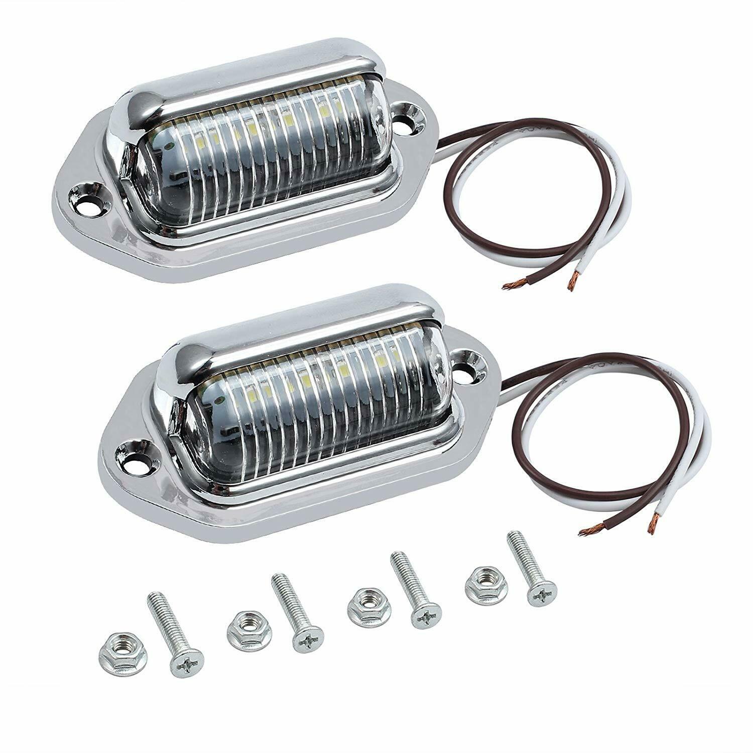 2XCar Number Plate Lights 12V 6SMD LED License Plate Lamp Light for Truck SUV Trailer Van Step Courtesy Lights Dome Cargo Lights