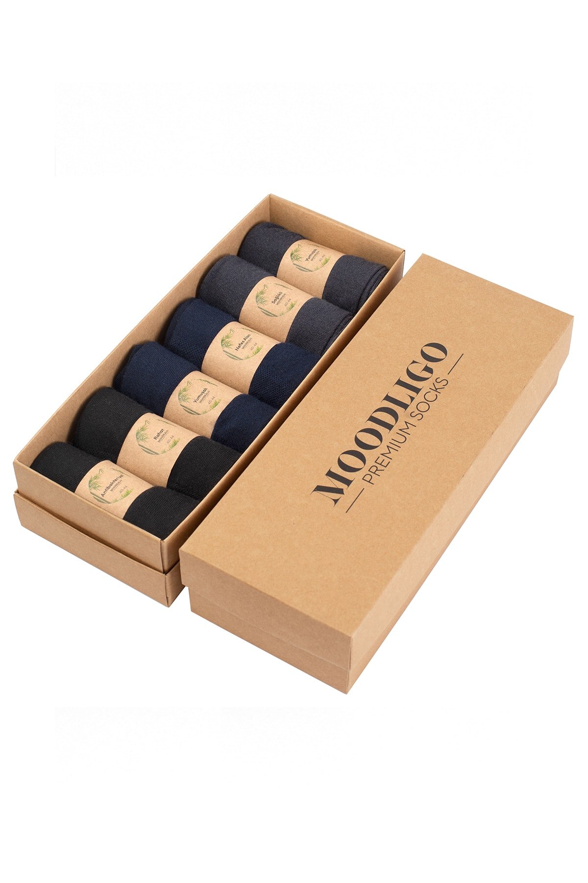 Premium 6 Pack Bamboo Men's Socks - 2 Black, 2 Navy Blue, 2 Smoked. Suitable for Daily Use, Giftable, With Free Shipping