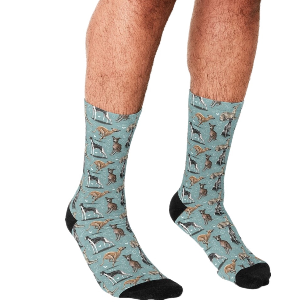 2021 Funny Men's socks The Whippet Cartoons Pattern Printed hip hop Men Happy Socks cute boys street style Crazy Socks for 