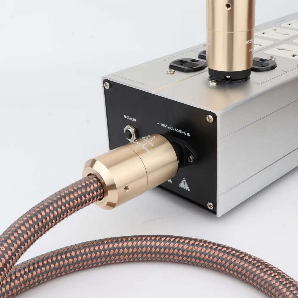 Audio AC Power Cord With 3 Claw Gold Plated American Plug Enthusiast Power Cord 125V 15A, Eu Braided