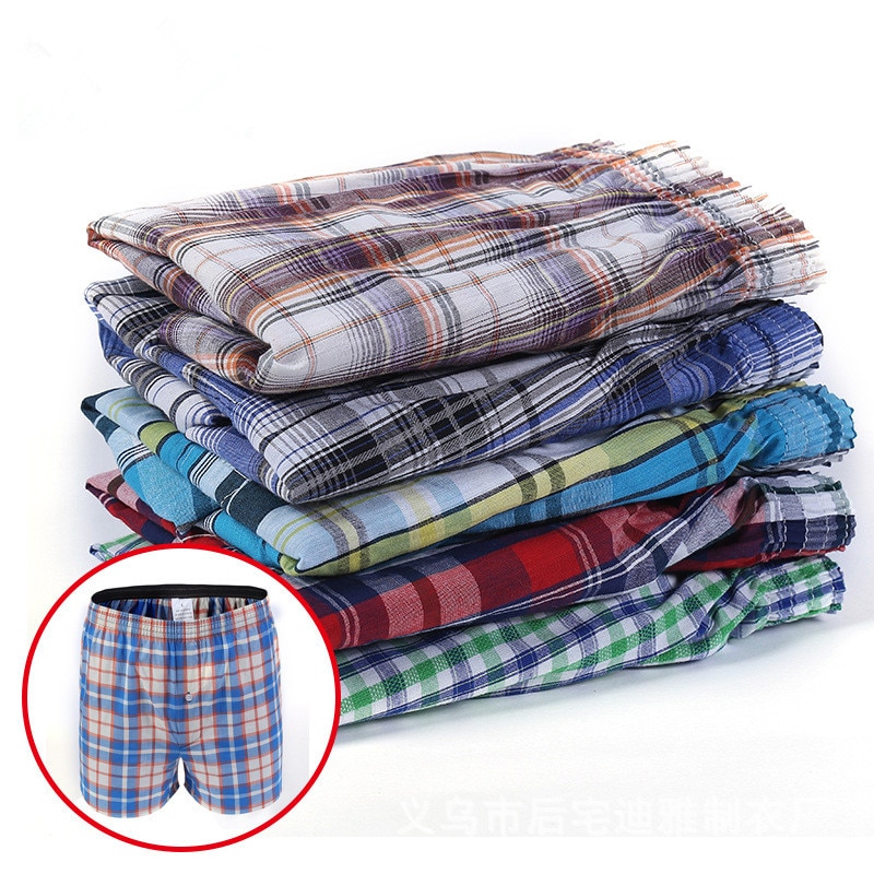 Underwear Men 5pcs Lot Loose Shorts Men's Panties Cotton boxer male plus Large big size Comfortable Soft plaid under wear s
